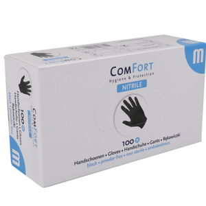 COMFORT NITRIL HANDSCHOENEN ZWART x 100 ST - (ONGEPOEDERD) S/M/L/XL